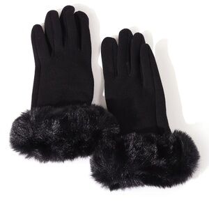 Elegant Black Fur-Trimmed Gloves